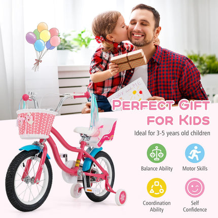 BABY JOY Kids Bike,  95% Pre-Assembled Girls Bike for 3-8 Years Old