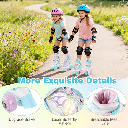 BABY JOY Roller Skates | 4 Sizes Adjustable Quad Skates for Girls Teens Adults