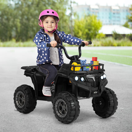 Costzon Kids ATV, 6V Battery Powered Electric Vehicle with One-Button Start, MP3, LED Headlights & Storage Basket