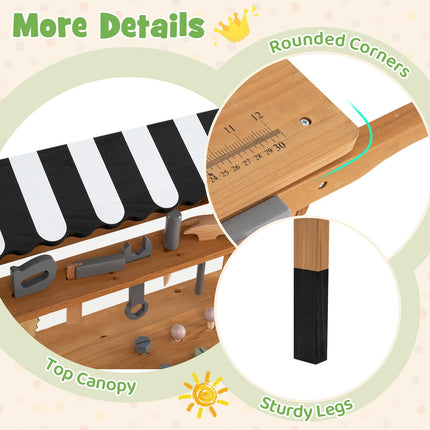 Costzon Kids 2-in-1 Wooden Kids Workbench w/Play Tools Set