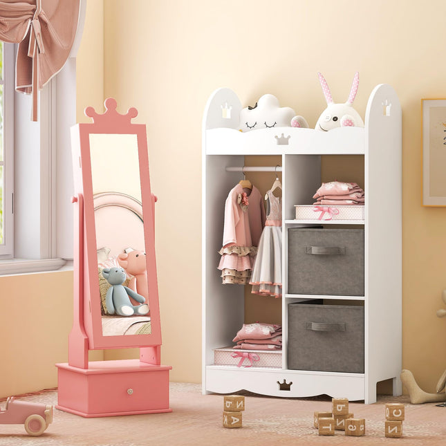 45" Standing Jewelry Organizer with Full-Length Mirror - Costzon