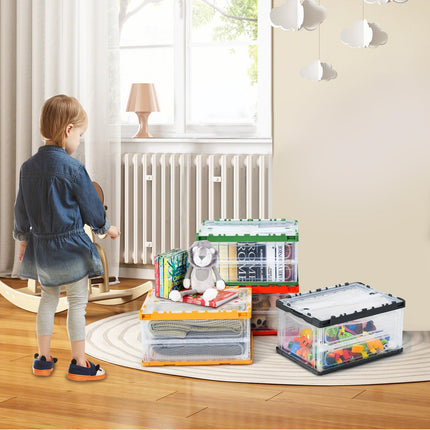 Costzon 4 Pack Toy Storage Organizers, Clear Collapsible Toy Container Bins with Lids