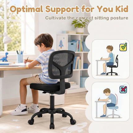 Costzon Kids Desk Chair with Adjustable Height | Children Study Chair w/ Wheels & Ergonomic Backrest