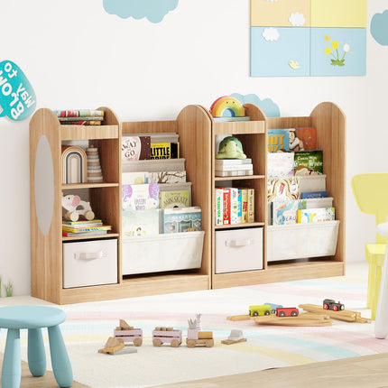 Costzon Kids Bookshelf with Full-Length Mirror Toy Storage Organizer