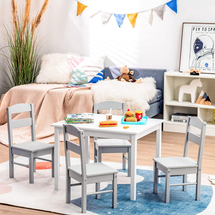 Costzon Kids Table and Chair Set 5 Piece Wood Activity & Chairs for Arts