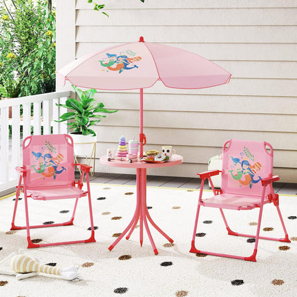Costzon Kids Outdoor Table with 2 Folding Chairs