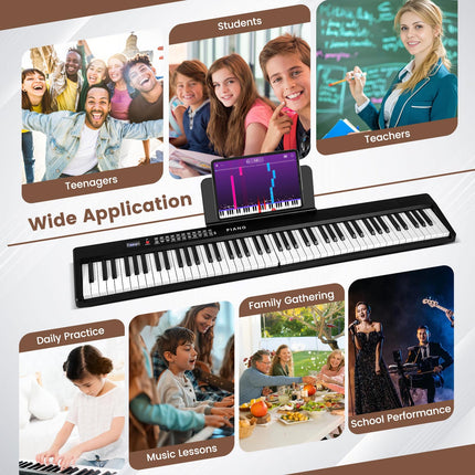 Costzon 88-Key Folding Piano Keyboard, Full-Size Semi-Weighted Electric Piano Digital Piano