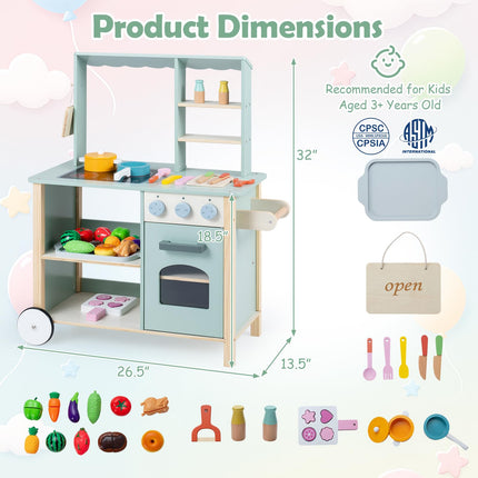 Costzon Play Kitchen for Kids | Rolling Chef Grocery Store Pretend Play Set for Girls Boys 3+