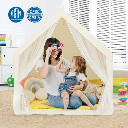Costzon Kids Tent, Toddler Indoor Outdoor Playhouse w/Windows, Washable Cotton Mat