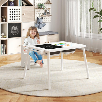 Costzon Kids Table and Chair 6 in 1 Sensory Desk Set w/Storage Bins