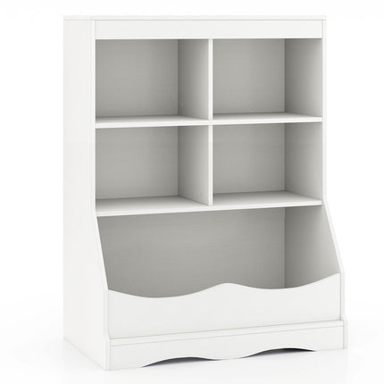 Costzon Toy Storage Organizer, 5-Cubby Kids Bookshelf with Footboard and Anti-Tipping Devices
