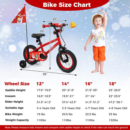 BABY JOY Kids Bike Christmas Music Bicycle 12 14 16 18 Inches for 3-8 Years