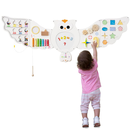Costzon Owl Activity Wall Busy Board Panels 11-in-1 Toddler Learning Activity Center