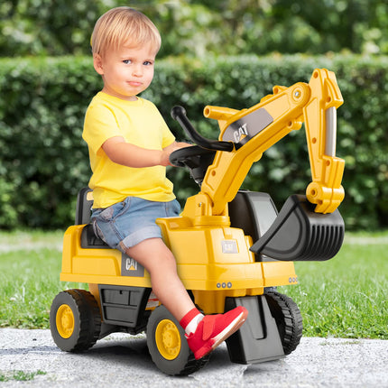 Costzon Ride on Digger, Licensed Caterpillar Excavator Toy, Toddler Construction Ride on Car