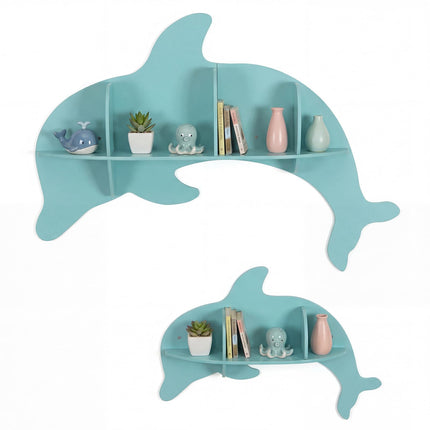 Costzon 2 Pieces Floating Dolphin Shelves | Space Saving Wall Shelves for Kid's Room