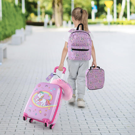 BABY JOY Kids Luggage, 5 Pieces Luggage Set w/ 16" Carry-on Hardshell Spinner Toddler Suitcase, 13" Backpack