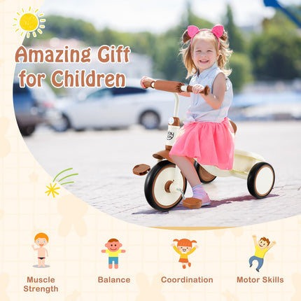 BABY JOY Toddler Tricycle, Kids Trike with Adjustable Seat and Storage Basket for Boys Girls Indoor and Outdoor Riding