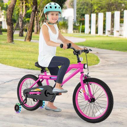 BABY JOY Lighted Kids Bike, 16 18 Inch Children Bicycle with 7-Mode LED Lighted Frame