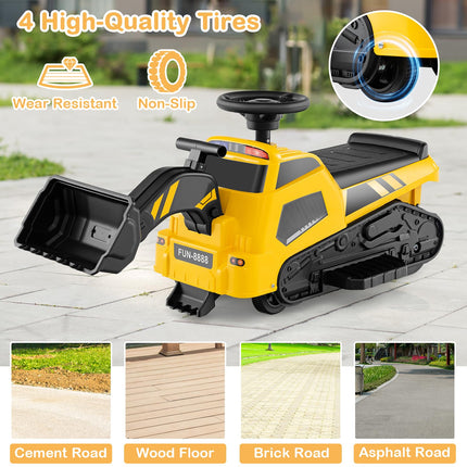 Costzon 3-in-1 Ride on Tractor, Electric Excavator Bulldozer Toy Road Roller w/Adjustable Arms