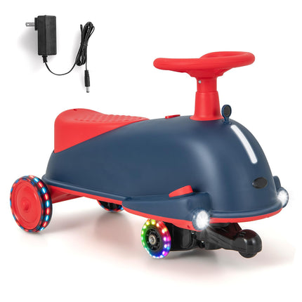 BABY JOY 2 in 1 Electric Wiggle Car for Kids, Swing Car with Music, Ride-on Toy for Toddler