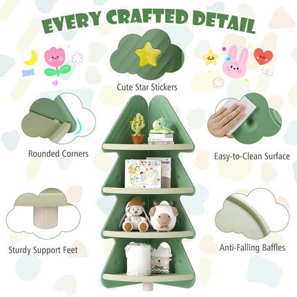 Costzon Christmas Tree Bookshelf for Kids Toddler Montessori Corner Bookcase