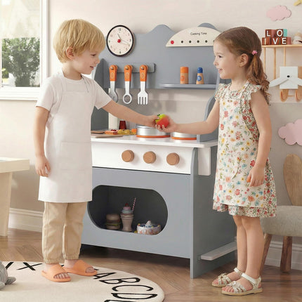 Costzon Kids Kitchen Playset | Toddler Wooden Pretend Play Toy w/Water Faucet