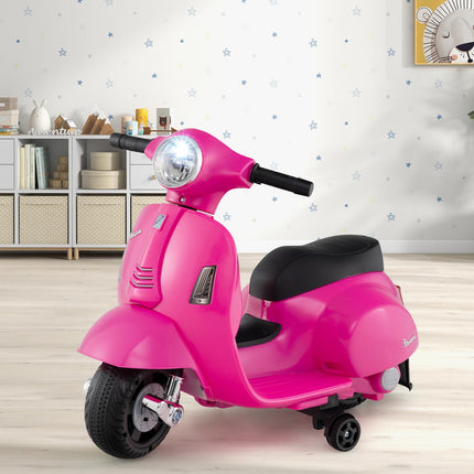 Costzon Toddler Motorcycle, Licensed Vespa Ride on Motorcycle with Training Wheels, Battery Powered Motorbike