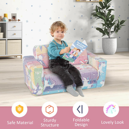 Costzon Convertible Toddler Couch, Glow in Dark, Fold Out Modular Sofa Playset with Ottomans
