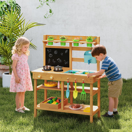 Costzon Mud Kitchen Toddler Wooden Pretend Playset