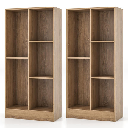 Costzon 5-Section Bookcase for Kids, 41” Tall Wooden Toy Storage Organizer for Books Toys