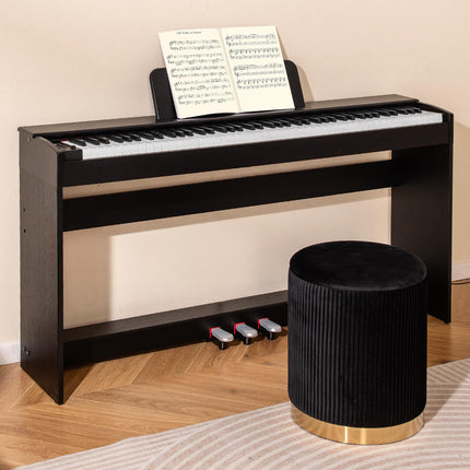 Costzon 88 Key Weighted Keyboard Digital Piano Hammer Action Electric Piano with Furniture Stand, Record and Replay