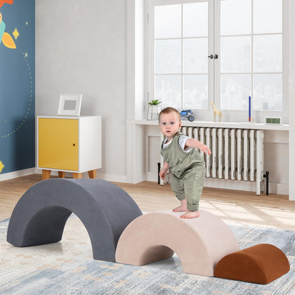 Costzon 3 Pieces Toddlers Climbing Toys, Rainbow Shaped Indoor Foam Play Set, Soft Climbing Blocks for Kids