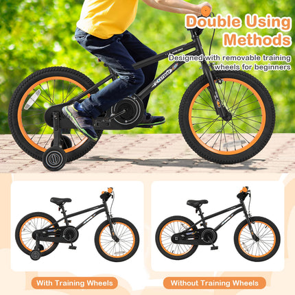 Costzon Outer Space Kids Bike, 18 Inch Sport Bicycle for 4-7 Years Old w/Adjustable Saddle, Training Wheels