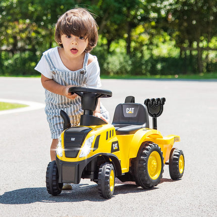 Costzon Kids Ride on Tractor, 2-IN-1 Licensed Caterpillar Ride on Push Car, Foot-to-Floor Walking Toy, Sliding Car for Toddler