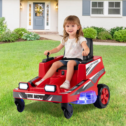 Costzon Ride on Lawn Mower for Kids | 12V Toddler Electric Car with 360° Twist and Turn
