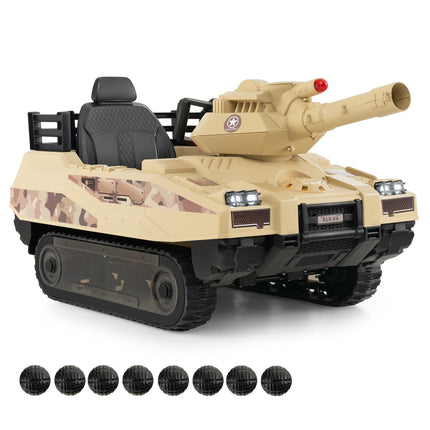 Costzon Kids Ride On Tank, 12V 12AH Battery Powered Toy Tank w/Rubber Tracks