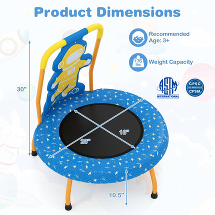 BABY JOY ASTM Certified Toddler Trampoline with Foam Padded Handle & Safety Padded Cover