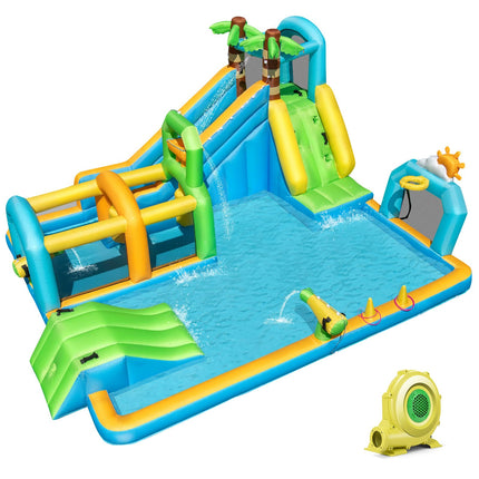 Costzon 9-in-1 Water Slide with Basketball Rim