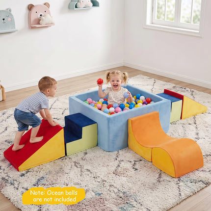Costzon 6-Piece Foam Climbing Blocks w/Square Ball Pit for Toddlers