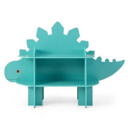 Costzon Dinosaur Kids Bookshelf, 2-Tier Toddler Montessori Shelf Book Rack, Toy and Book Storage for Kids