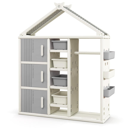 Costzon Kids Costume Storage Closet, Children Pretend Dresser Wardrobe
