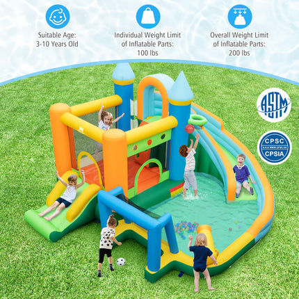 BOUNTECH Inflatable Water Slide, 9 in 1 Kids Water Park Bounce House Combo for Outdoor Fun w/Splash Pool