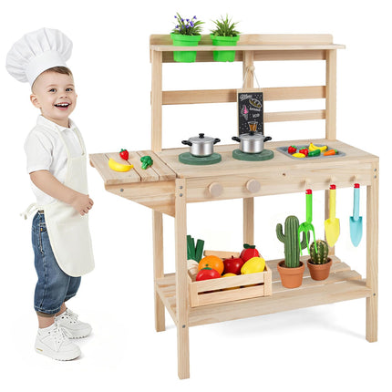 Costzon Mud Kitchen Solid Wood Potting Bench