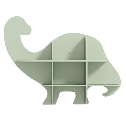 Costzon Dinosaur Wall Mounted Kids Bookshelf, 2 Tier Wooden Nursery Shelves for Toy and Book Storage