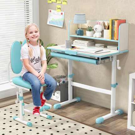 Costzon Kids Desk, Height Adjustable Children Study Desk with Tilt Desktop