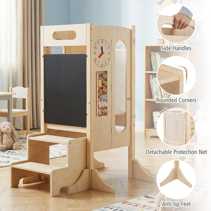 Costzon Foldable Standing Tower with Built-in Chalkboard & Detachable Safety Net