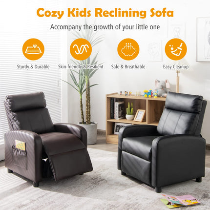 Kids Recliner, Adjustable PU Leather Lounge Chair - Costzon