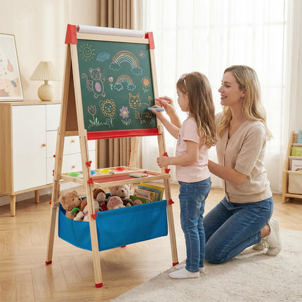 Costzon Kids Easel Adjustable Foldable Double-Sided Easel