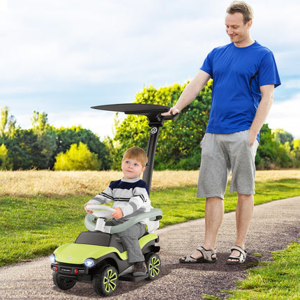 Costzon Push Car for Toddlers, 3 in 1 Volkswagen Stroller Sliding Walking Car with Canopy