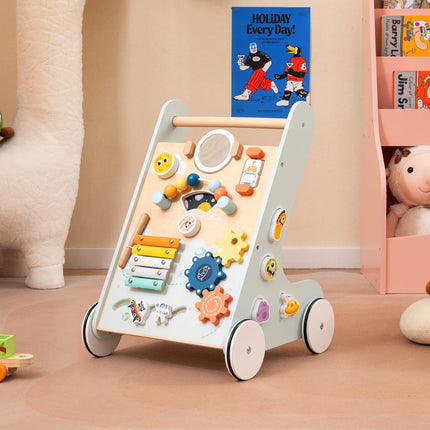 Costzon Wooden Baby Walker Push and Pull Learning Activity Center